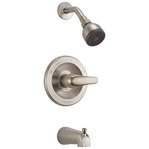 Peerless Classic Single-Function Tub and Shower Trim Kit with Single-Spray Shower Head, Brushed Nickel PTT188753-BN (Valve Not Included)