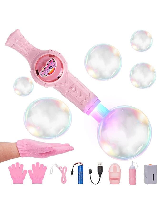 Smoke Bubble Machine, Elastic Bubble Fog Wand, Rechargeable Fog Bubble Machine with Lights & Sound, for Parties Outdoor Interactive Fun (Green)