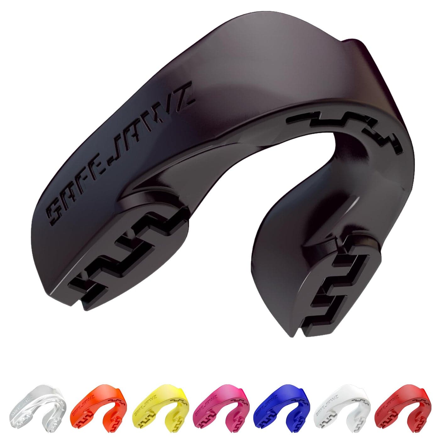 SAFEJAWZ Sports Mouthguard Slim Fit Adult and Junior Mouth Guard with Case for Boxing Basketball Lacrosse Football MMA Martial Arts Hockey and All Contact Sports Adult 12 Years Black