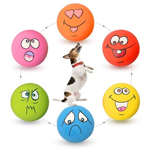 HOLYSTEED Latex Dog Squeaky Toys Rubber Soft Dog Toys Chewing Squeaky Toy Fetch Play Balls Toy for Puppy Small Pets 6pcs for Mini Small Breeds 228228130