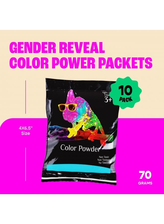 Chameleon Colors Gender Reveal Powder Set - 10 Individual Easy-Open Bags - 5 Bags of Blue and 5 Pink Color Chalk Powder for Photography, Baby Boy or Girl Gender Reveal and More - 10 Pack of 70g Bags