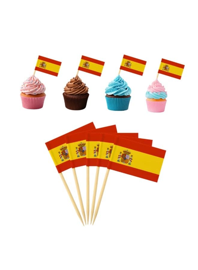 Football Cake Topper Set | 48 Country Flags | Pack of 50 Decorations (Spain)