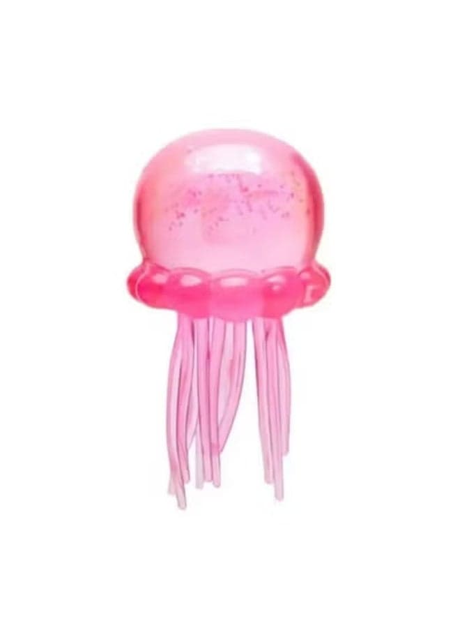 Glitzer Qualle Squishy Toy with Movable Tentacles - Soft TPR Fidget Toy for Children and Adults - Sensory Stress Relief Toy for Office, School, Travel - Anxiety Solution As a Gift
