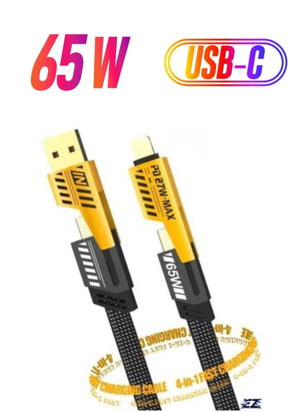 "3-in-1 Multi Charging Cable (1.2m): 4-in-1 Power Sharing Nylon Braided USB Cable for Fast Charging & Data Transfer"