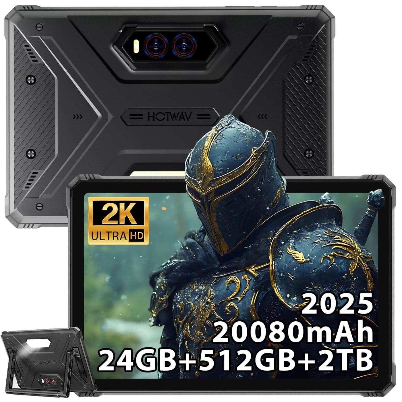 HOTWAV R9 Plus Rugged Tablet 11 Inch 2K FHD Waterproof Tablets 24GB 512GBTF 2TB Android 14 Tablet 20080mAh Battery 64MP16MP OctaCore Dual SIM 4GWLAN 5IP68IP69KFace IDGPSOTGGemin AI