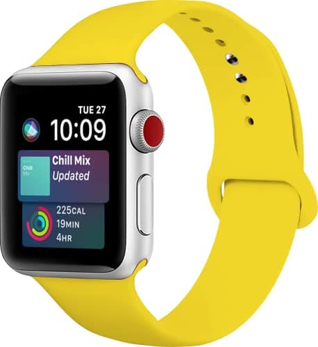 Blaspins For Apple Watch Bands 41mm 40mm 38mm Soft Silicone Sport Wristbands Replacement Strap with Classic Clasp for iWatch Series SE 7 6 5 4 3 2 1 for Women Men 384041mm Yellow