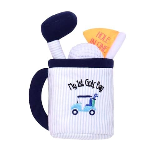 4 Piece Plush My First Golf Play Set with Sensory Toys for Baby Blue Stripe 9 inch