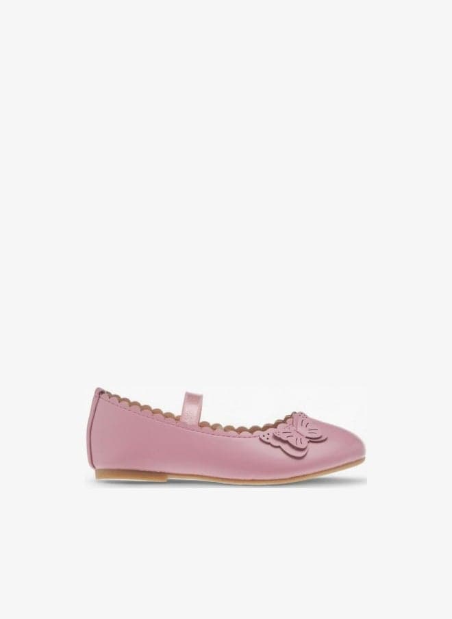 Flora Bella Butterfly Applique Ballerina Shoes With Elasticated Strap