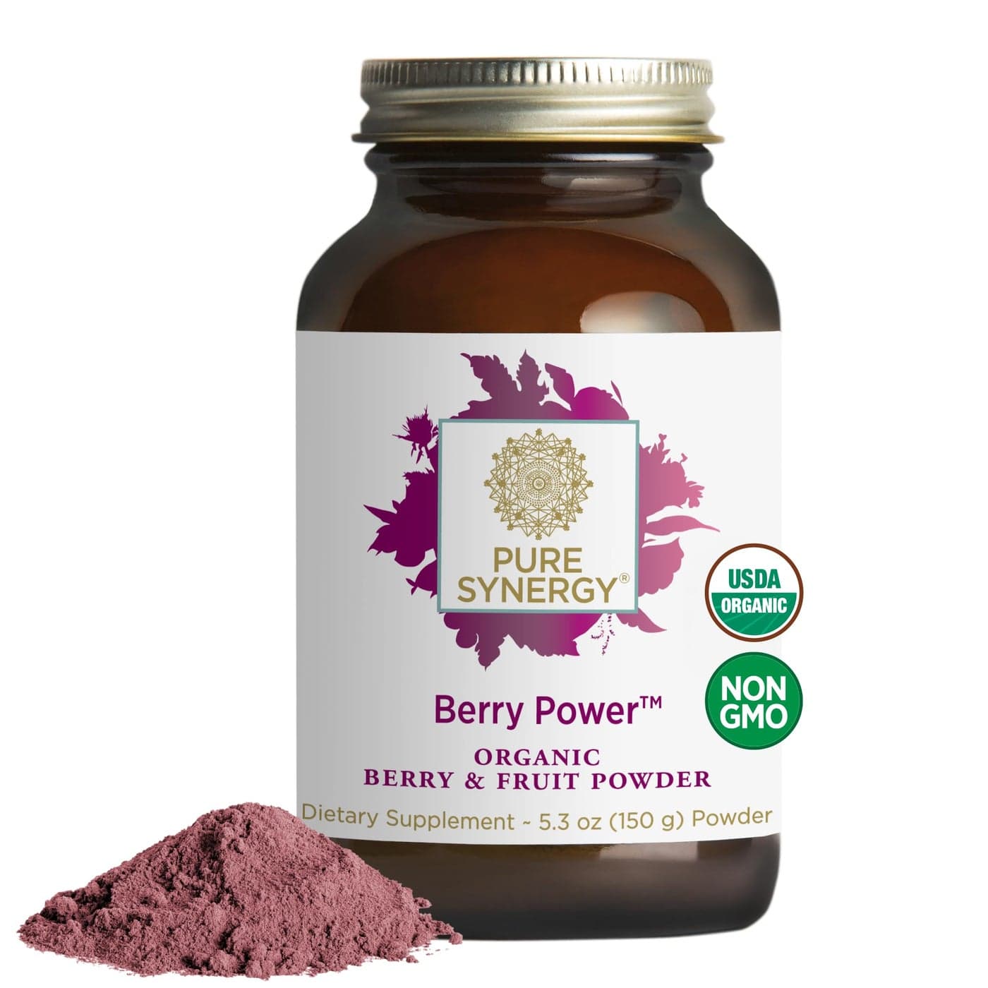 PURE SYNERGY Berry Power Organic Berry and Fruit Powder Antioxidant Supplement with Organic Acai Camu Camu and Wild Blueberry for Healthy Aging Immune and Skin Support 53 oz Powder