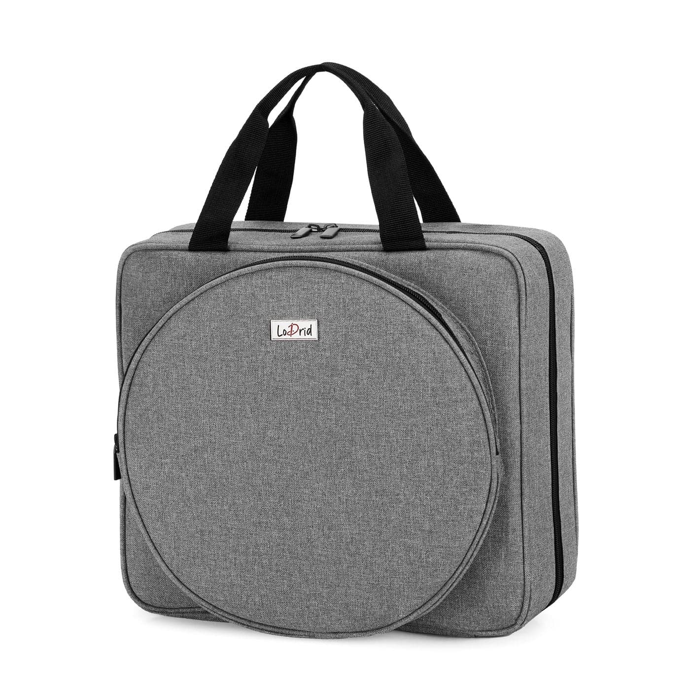 LoDrid Embroidery Project Bag, Square Embroidery Supplies Storage Tote Bag, Portable Craft Carry Case for Embroidery Kits and Cross Stitch Kits Tools, Multiple Pockets, Gray, Bag Only