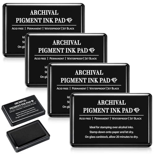 ForraFun 4 Pcs Large Black Ink Pad Bulk for Stamps 37 x 25 Inch Permanent Waterproof Ink Pad for Card Making Stamping Scrapbooking Archive Gift
