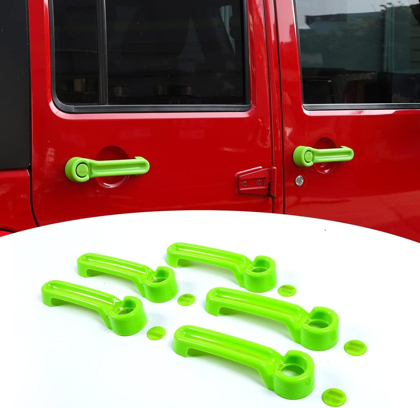 SQQP Green Door Handle Cover & Tailgate Handle Cover Inserts for Jeep Wrangler JKU, Liberty, and Dodge Nitro