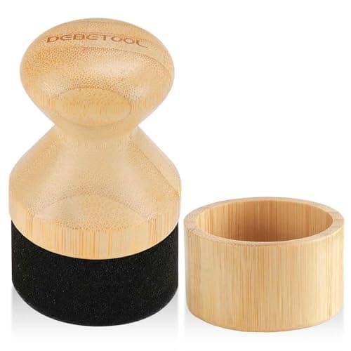 DEBETOOL Cutting Board Oil & Wax Applicator with Lid, Food Grade Mineral Oil & Wax Applicator for Wooden Cutting Board - Natural Bamboo Applicator for Butcher Blocks, Spatula,Spoon and Utensils