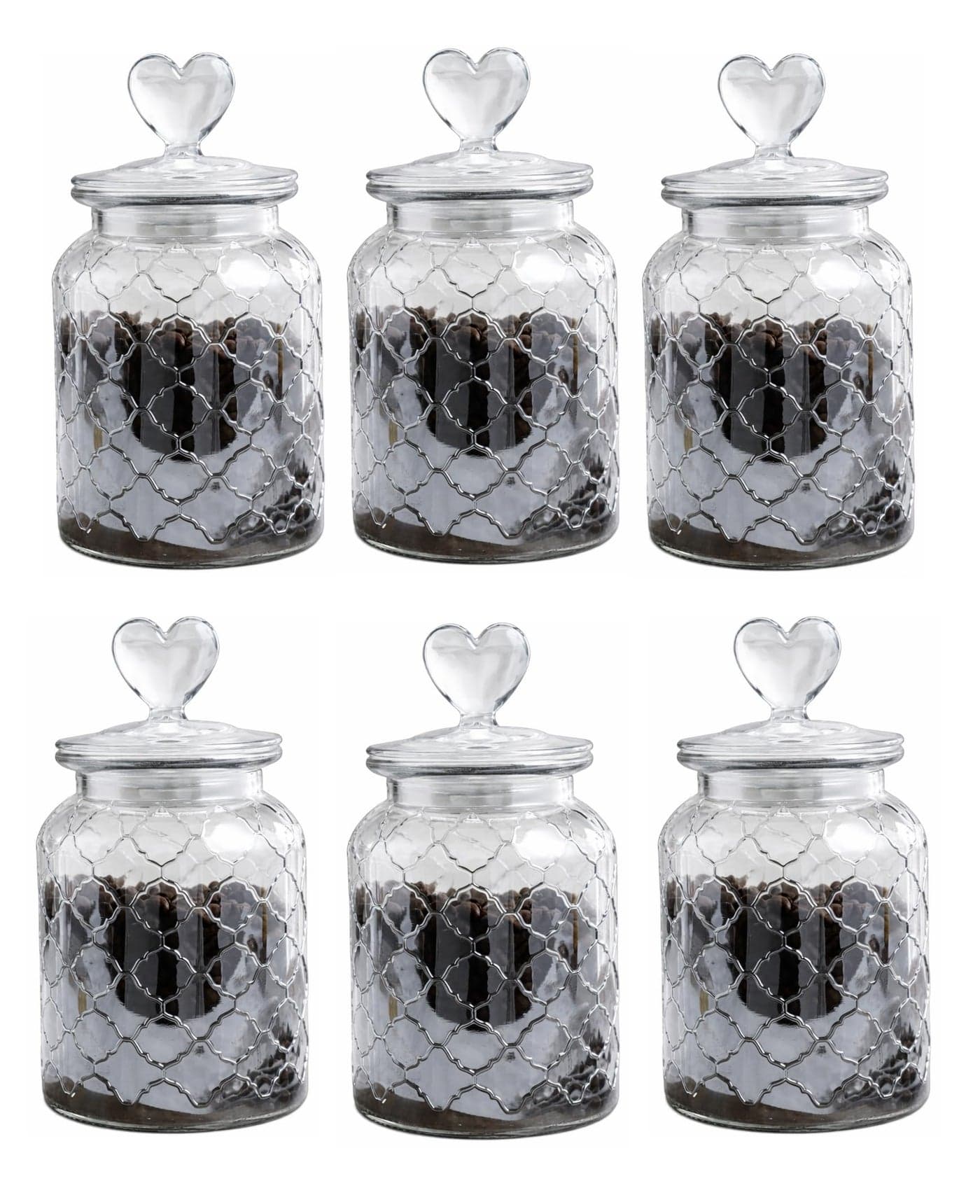 bellemax 1000ML Pop Glass Jar and Container With Airtight Silicone Seal Lid, Glass Jars For Kitchen Storage, Food Storage Containers For Spices, Dry Foods, Honey, Aachar (1000ML- POP Jars, Set of 6)