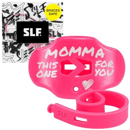 SLEEFS “Momma This One for You” Pink Football Mouth Guard – No-Boil Mouthpiece with Strap – Maximum Air Flow & Lip/Teeth Protection for Youth & Adults