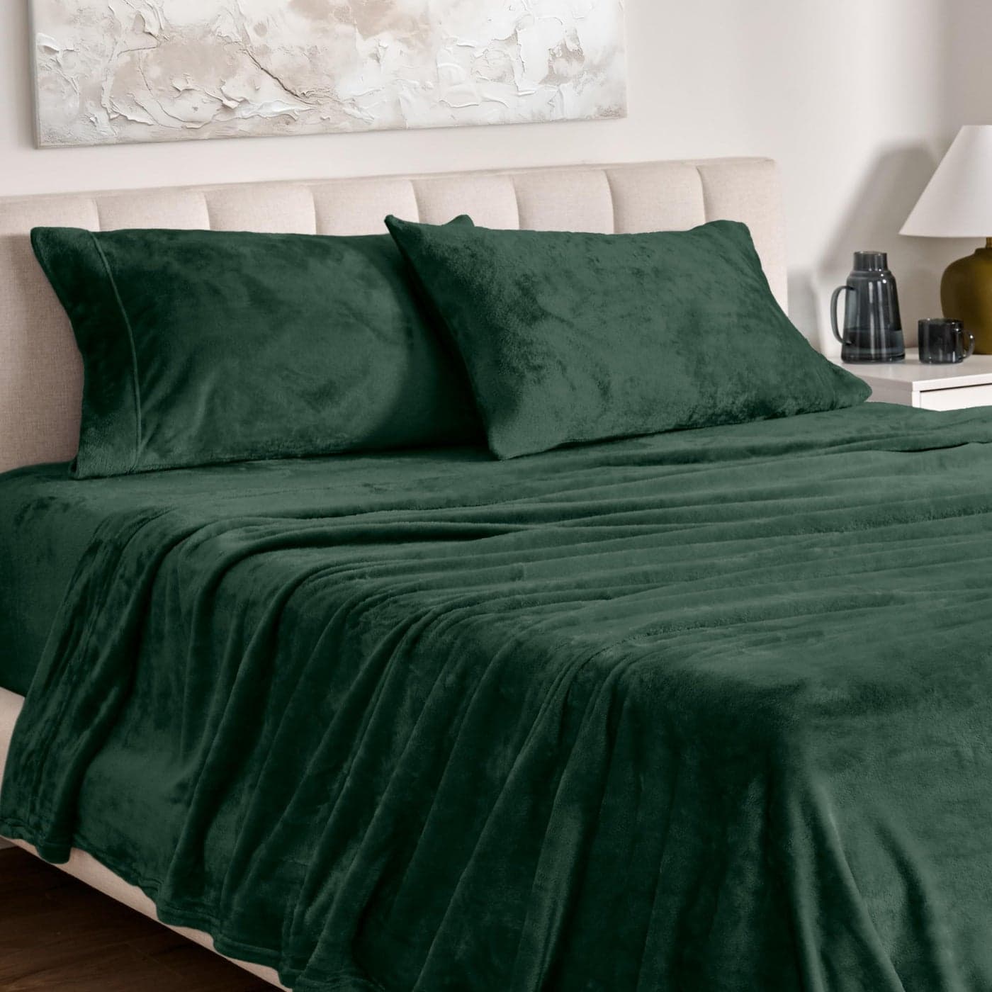 Bare Home Microplush Fleece Sheet Set Queen Size Ultra Soft Velvet Cozy Warm Plush AllSeason Comfort Wrinkle Resistant Deep Pocket Fit NonPilling Sheets Queen Forest Green
