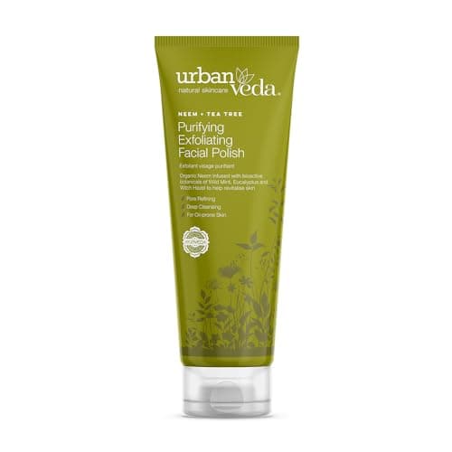 Urban Veda Purifying Exfoliating Face Scrub Acne Face Wash Scrub with Neem Oil Oil Cleanser Facial Scrub with Witch Hazel Tea Tree Oil Exfoliator Purifying Exfoliating Facial Polish42 Fl oz