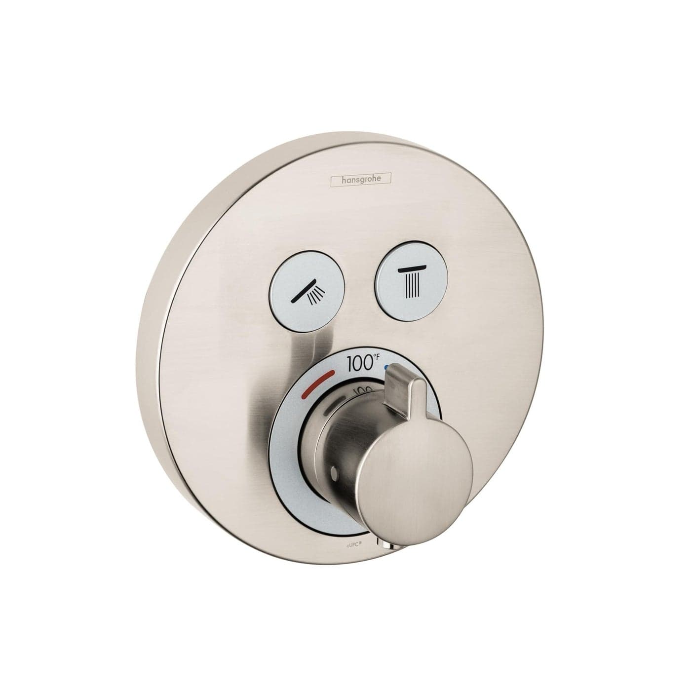 hansgrohe ShowerSelect S Modern Thermostatic Shower Valve Trim with Temperature Control and Diverter in Brushed Nickel 15743821