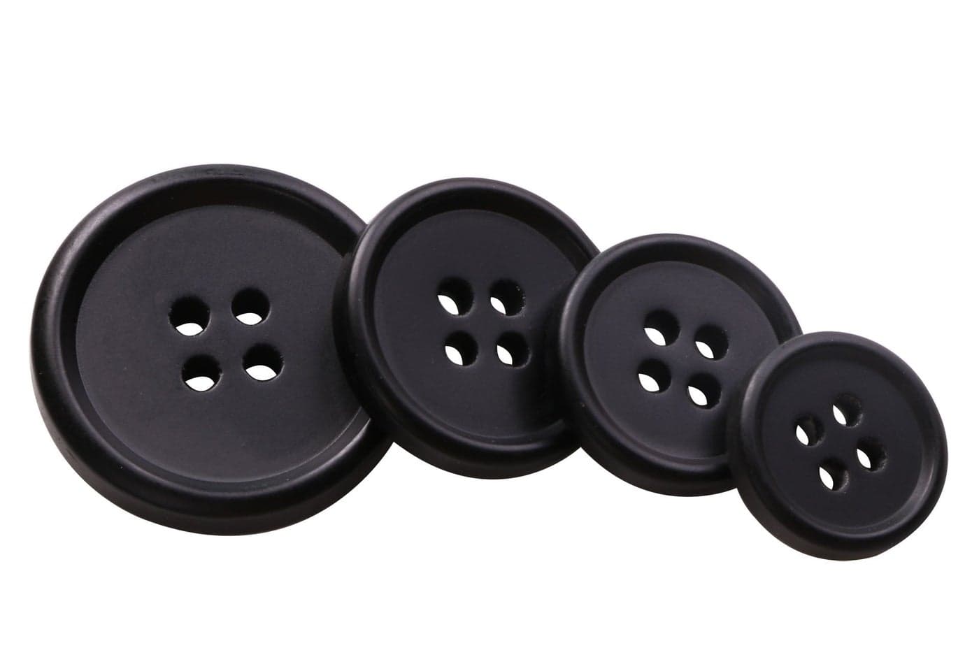 PENTA ANGEL 120Pcs Assorted Size Black Resin Round Buttons Set 4 Holes Flatback Snaps for Sewing Scrapbooking and Craft Ornament A120PCS