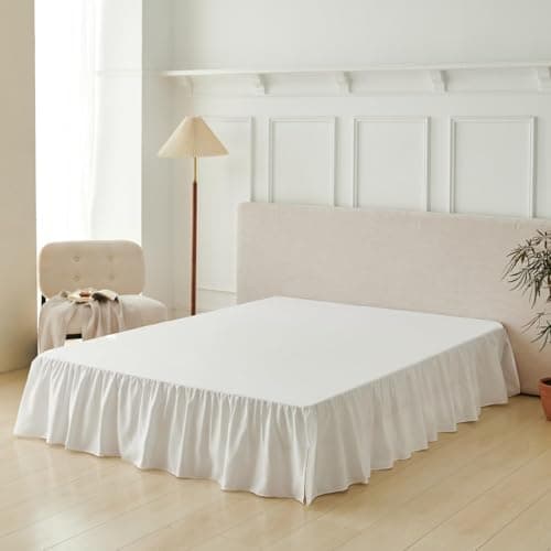 Bed Skirt Twin Size Ruffled Bed Skirt with Split Corners, Bed Skirts 12 Inch Drop, Bed Skirting with Platform, White, 12'' Twin