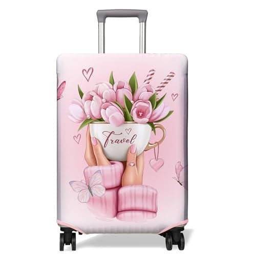 PtRug Travel Luggage Cover Suitcase Protector Fits 1832 Inch Wheel Covers PatternedTravel Related Items Flower Luggage Protector Elastic S