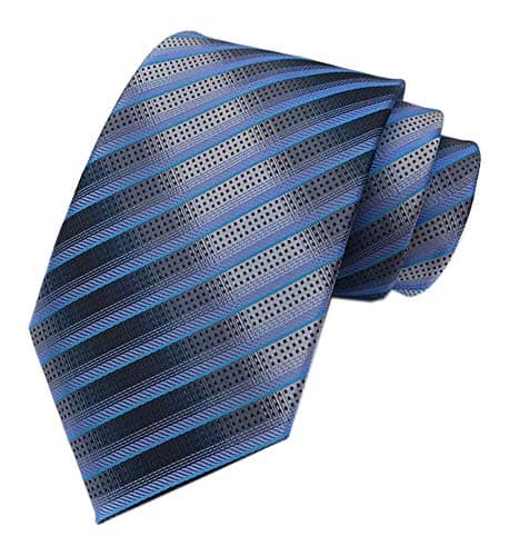 Men's Blue Grey Striped Neck Tie Accessory Evening Summer Wedding Casual Necktie