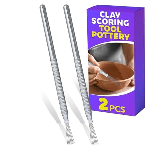 2 Pcs Pottery Scoring Tool 533 Inch Clay Scoring Tool with Feather Wire Texture Stainless Steel Tip Aluminum Alloy Handle Ideal for Pottery Ceramic Polymer Air Dry Clay Sculpting Texturing