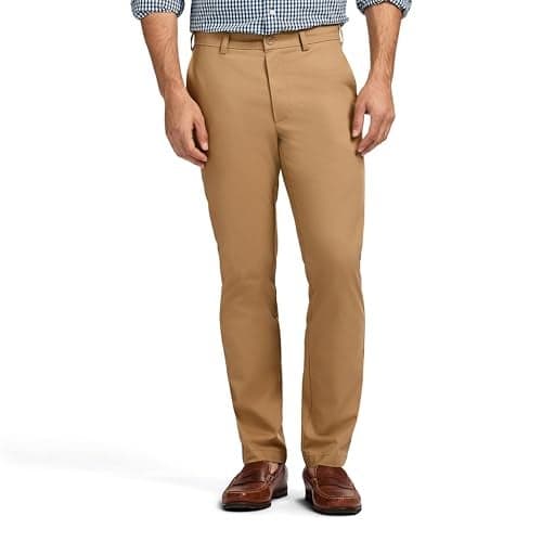 IZOD Men's American Chino Flat-Front Straight-Fit Pants, English Khaki, 38W x 32L