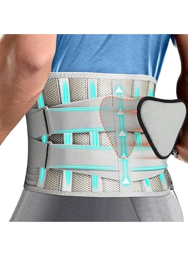 Lower Back Support Belt, Non-Slip Lumbar Support, Instant Relief Of Back Pain Caused By Injuries, Herniated Discs, Sciatica And Scoliosis, Breathable And Adjustable With Pressure Pads For Daily Life, Work And Homework, Large Size (Waist Circumference 115Cm)