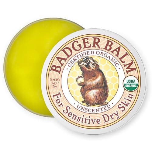 Badger Balm Unscented 100 Organic Olive Oil Beeswax Fragrance Free Hand Cream Long Lasting Sensitive Skin Moisturizer 2 oz Tin