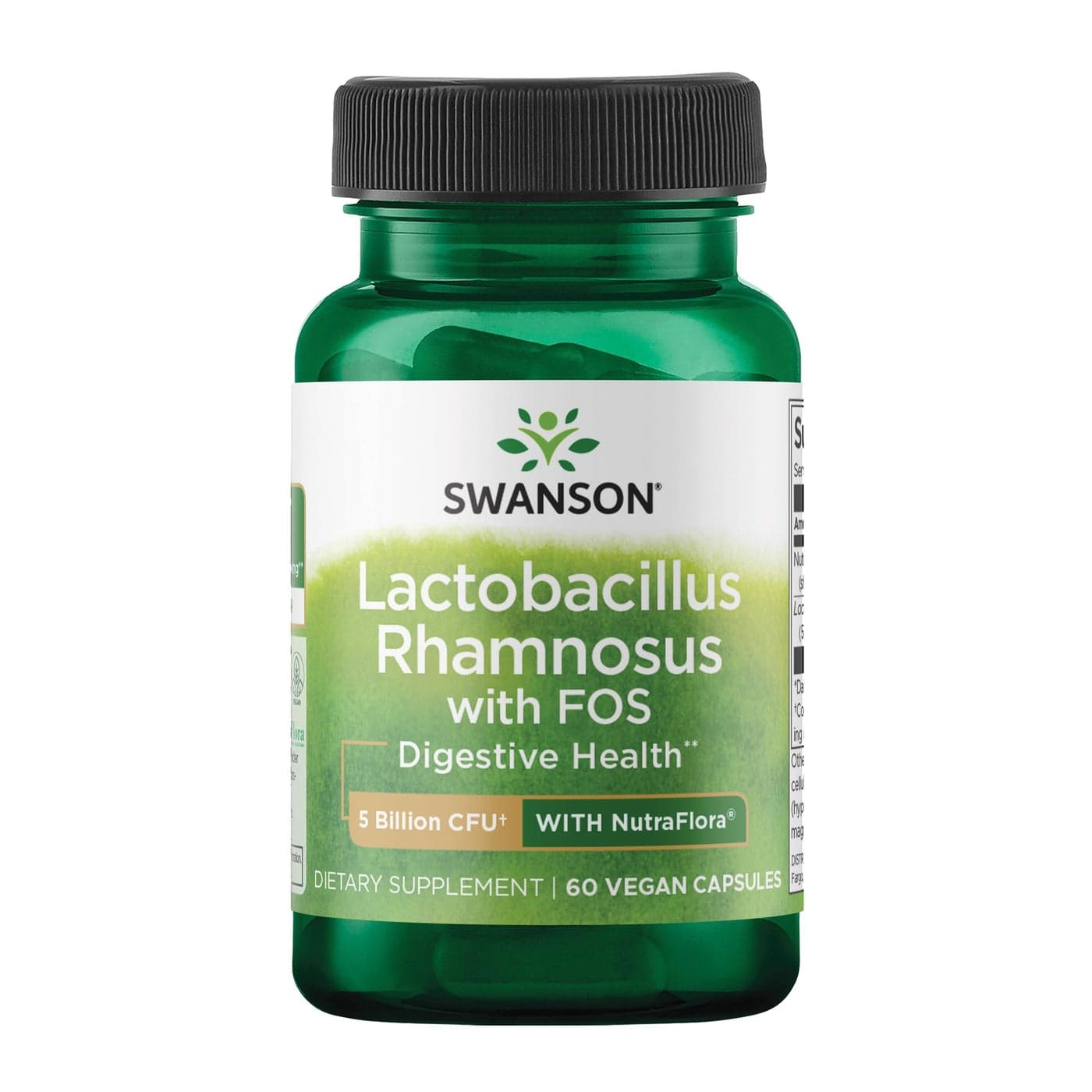 Swanson Lactobacillus Rhamnosus with FOS Probiotic Supplement Supports Digestive Health 5 Billion CFU Promotes GI Tract Health During Travel 60 Veggie Caps