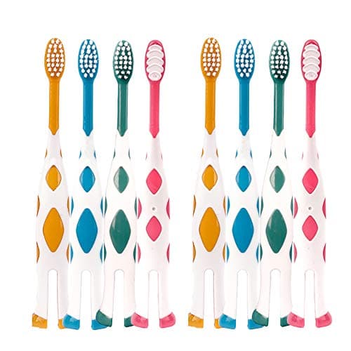 newrichbee 8 Packs Kids Toothbrush, Extra Soft Lovely Little Deer Toddler Toothbrush for Kids 2-8 Years (Pink&Orange&Blue&Green)