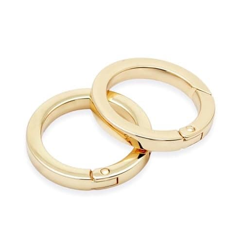 CRAFTMEMORE Metal O Ring Spring Opening Purse Making Snap AngleEdge ORings Clip Key Ring Holder 2pcs SCOF 1 Inch Gold