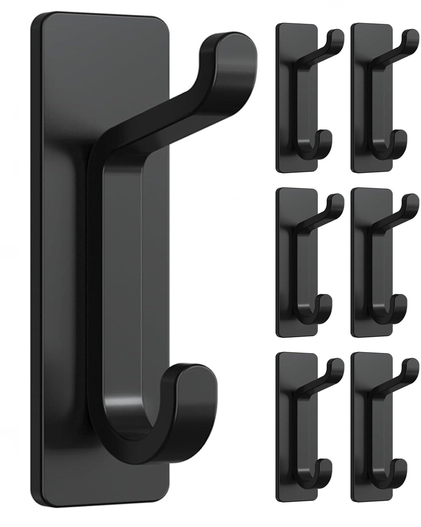 Self Adhesive Wall Hooks for Hanging: Extra Strong 13 LB, Hook for Coat, Towel in Bathrooms, Shower, Kitchen, Wall, Door Hook, Black 6 Pack