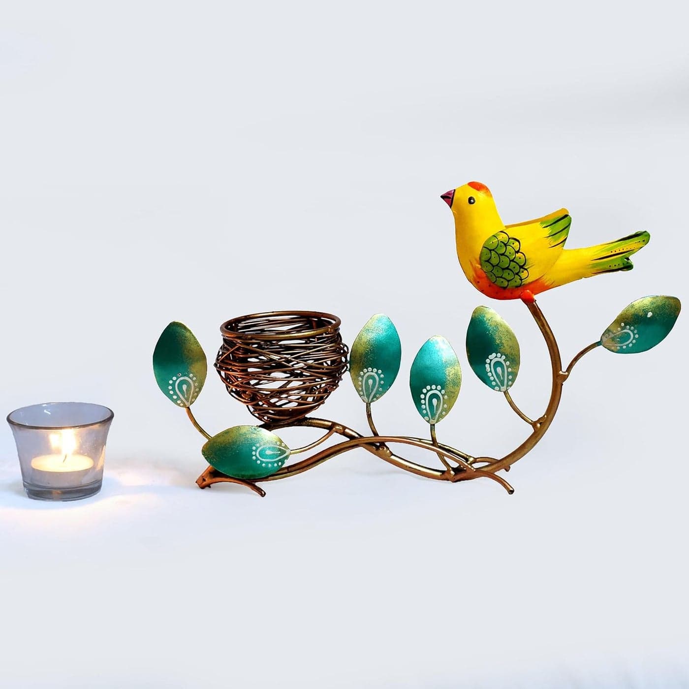Kraftskala Metal Bird Home Decor Showpiece Tealight Candle Holder Tabletop Decorative Item for Living Room Dinner Table Meditation Room Festive Gifting