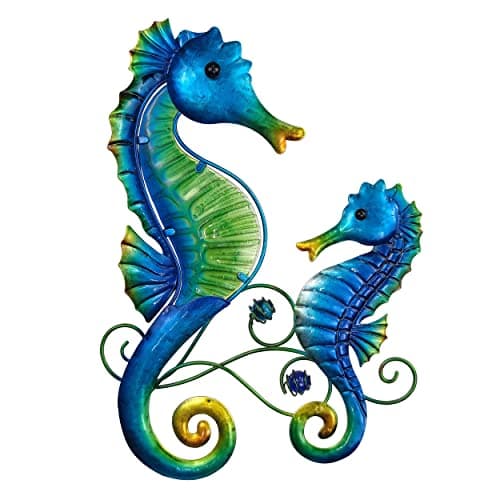 JOYBee Metal Seahorse Family Wall Art DecorOutdoor Indoor Coastal Hanging ArtBeach Ocean Theme Garden Wall Art Decor for Patio Backyard Yard Fence Pool Bathroom Living Room Wall Decorations