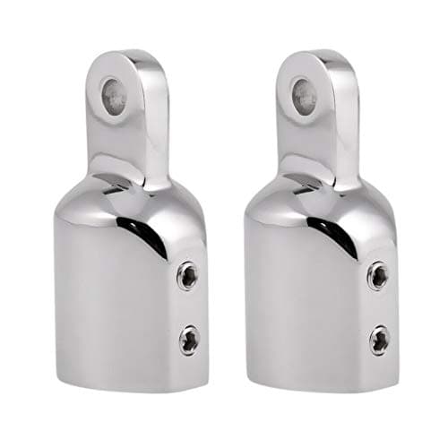 ISURE MARINE 316 Stainless Steel Heavy Duty Fitting Bimini Top Cap Fits 1" (25.4mm) OD Round Tube External Eye End with Two Screws for Boat Covers Boat Marine Hardware(2pcs)