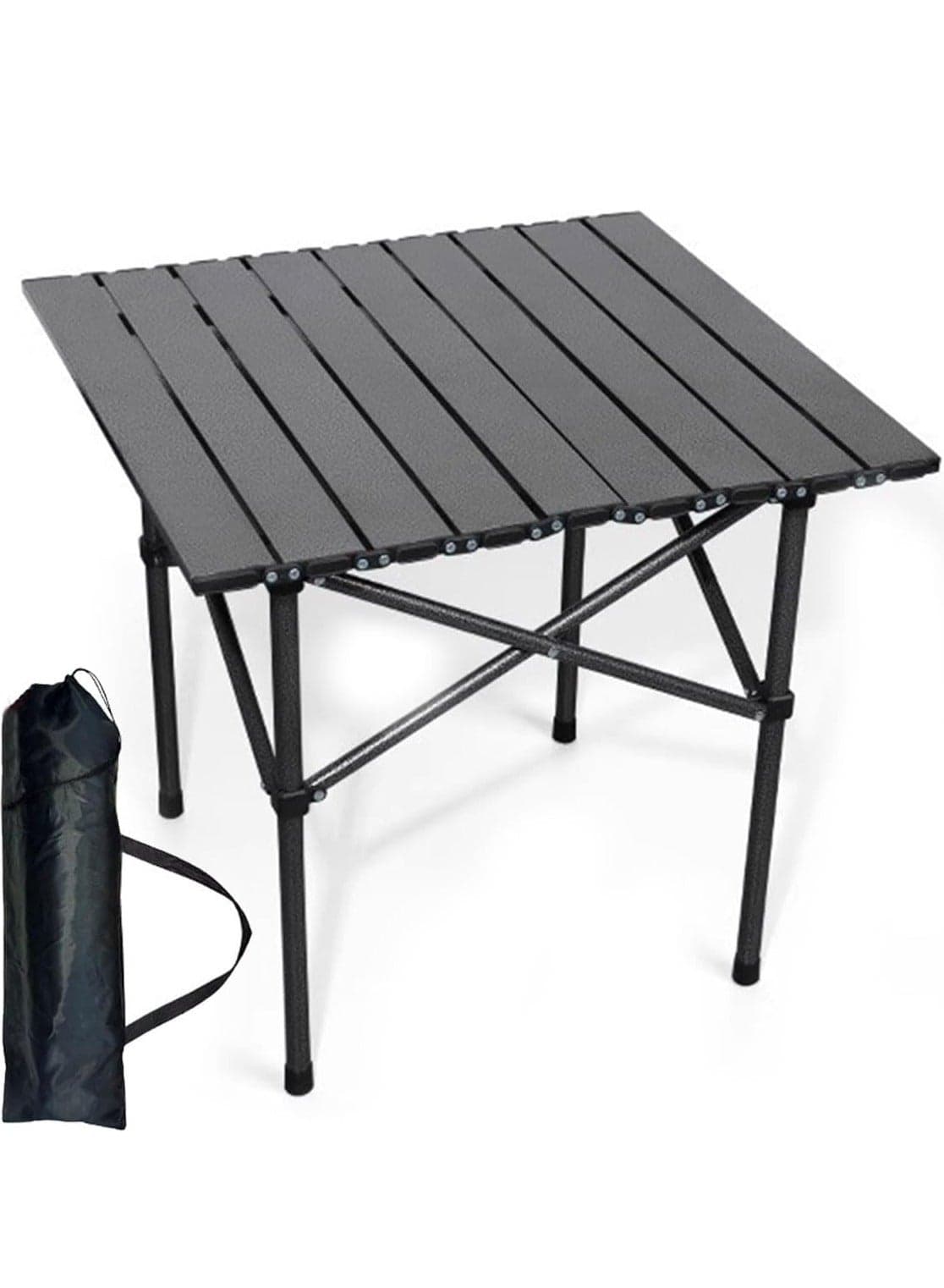 Outdoor Camping Table Picnic Table Lightweight Folding Picnic Table with Metal Table Top and Carry Bag,Easy to Carry for Outdoor Picnic Cooking Beach Hiking Fishing 53×51×50 cm Black