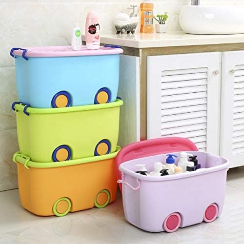 OM KRAFT SALEs Baby's Plastic Rectangular Cartoon Toy and Clothes Storage Box (Multicolour, 25 x 31.5 x 47cm)