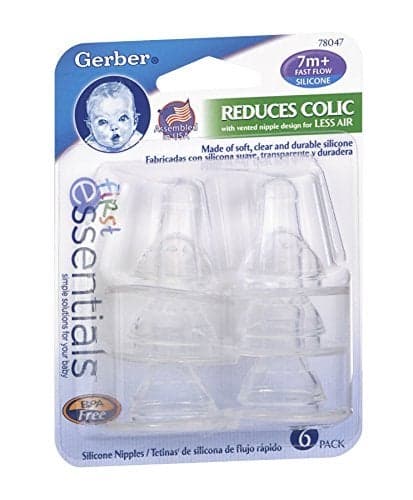 Gerber First Essential Silicone Nipples Fast Flow 6 Count Pack of 1