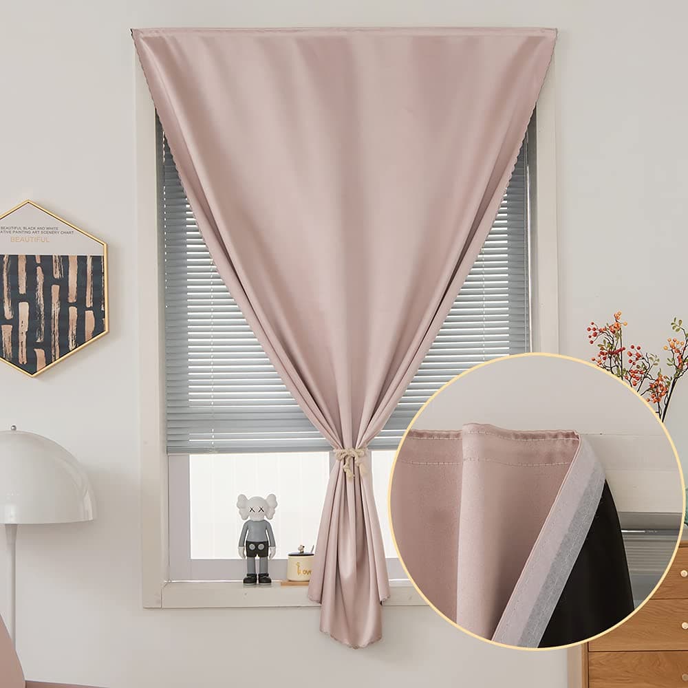 Jilron Autohesion Curtains for WindowsBedroom Blackout Curtains for Thermal Lnsulated No Drill Curtains Room Darkening Black Small Drapes 1 Panels47Wx54L inchTender Pink