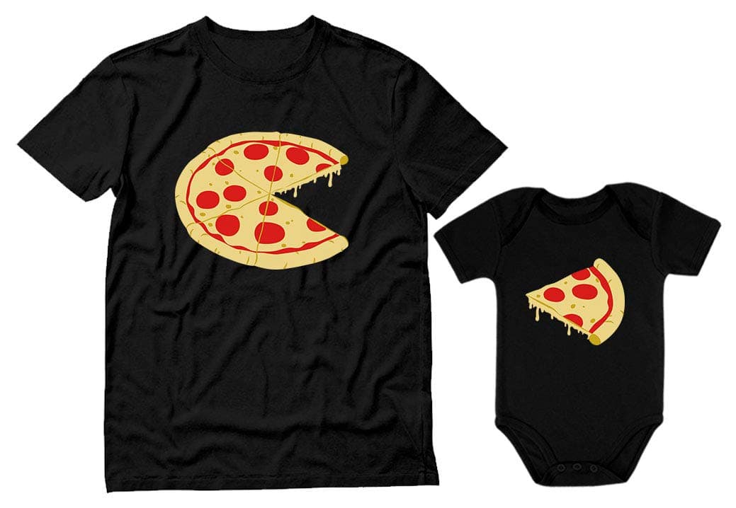 Tstars Matching Father Baby Pizza Shirts Funny Gift for New Dads and Son Apparel for Fathers Day or Photos Dad Black LargeBaby Black Newborn 03M