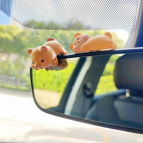 Starupway Little Animals Car Dashboard Decorations Rear View Mirror Accessories Car Interior Dash Decor Cute Pig Dog Cat Duck Bear Dashboard Accessories
