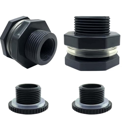 YSIL NPT114 PVC Bulkhead Fitting Water Tank Connector Pipe Fitting OD 291665mm with Plugs for Water TanksRain Barrels AquariumsPools 2 Pack