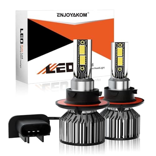 ENJOYAKOM Compatible for Ford F150 2004-2014 Light Bulbs, 24000LM 600% Brighter 9008/H13 Fog Bulbs Lights 6500K White 1:1 Size Replacement with Cooling Fan, Plug and Play, Pack of 2