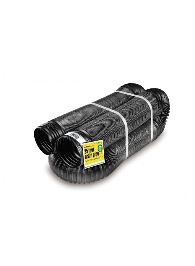 Flex-Drain 51310 Flexible/Expandable Landscaping Drain Pipe, Perforated, 4-Inch by 25-Feet