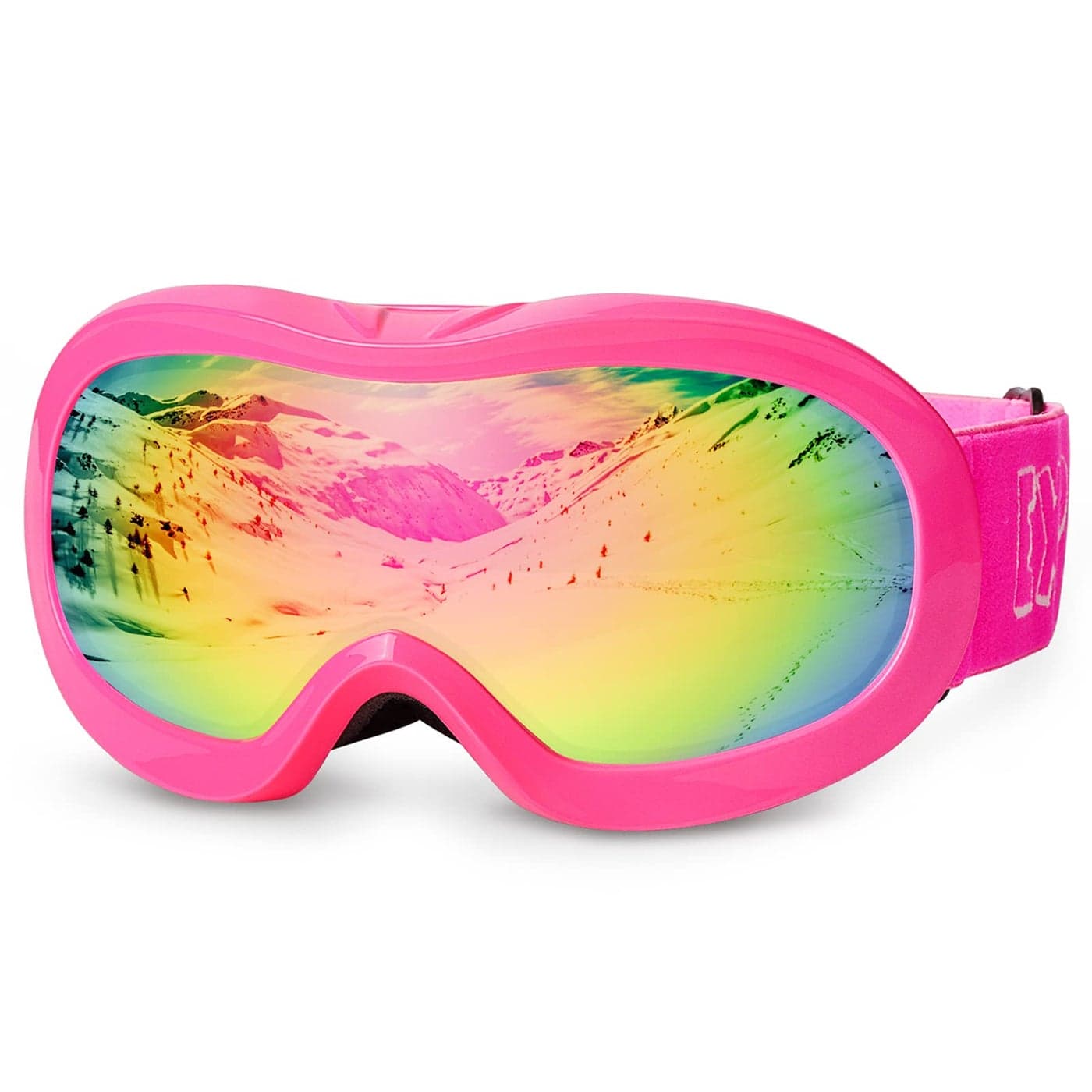 EXP VISION Kids Ski Goggles Anti-Fog Over Glasses Child Snowboard Goggles with UV Protection, Double-Layer Lenses Snow Goggles for Boys Girl Youth (Pink Frame/Pink Lens)