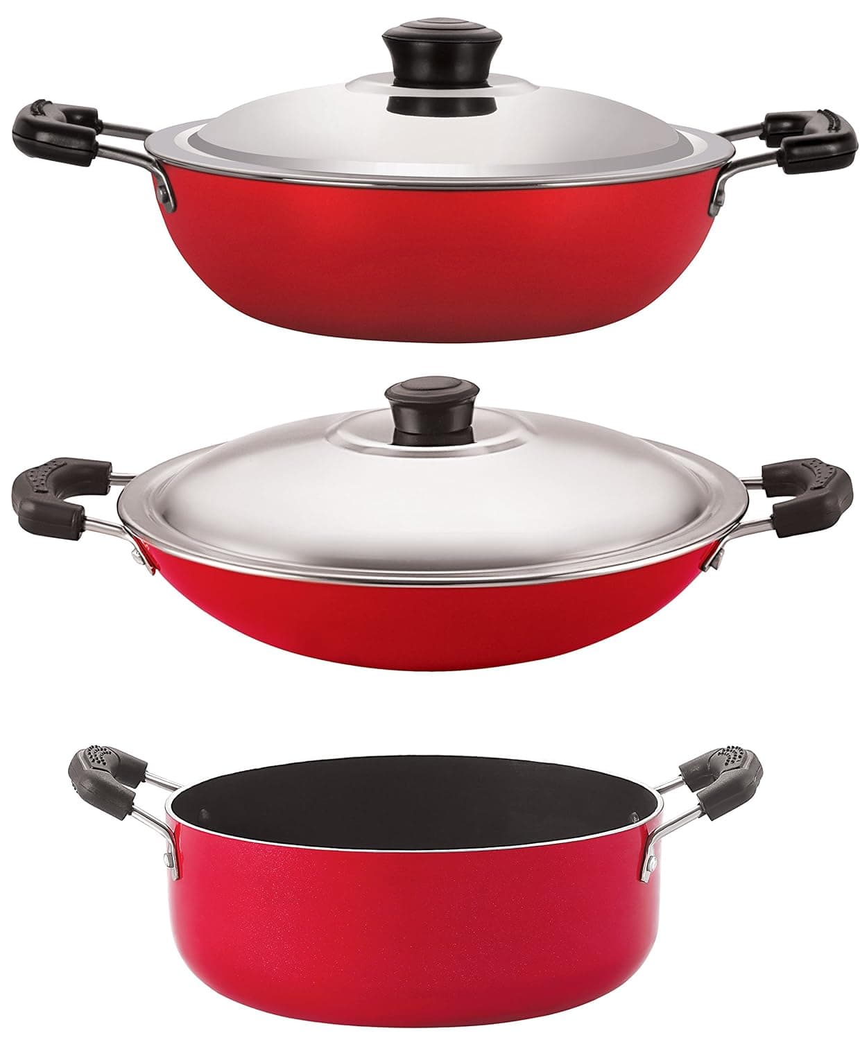 Nirlon Non-Stick 3 Piece Aluminium Gas Compatible Odor Free Cooking Utencils Combo Gift Set Offer