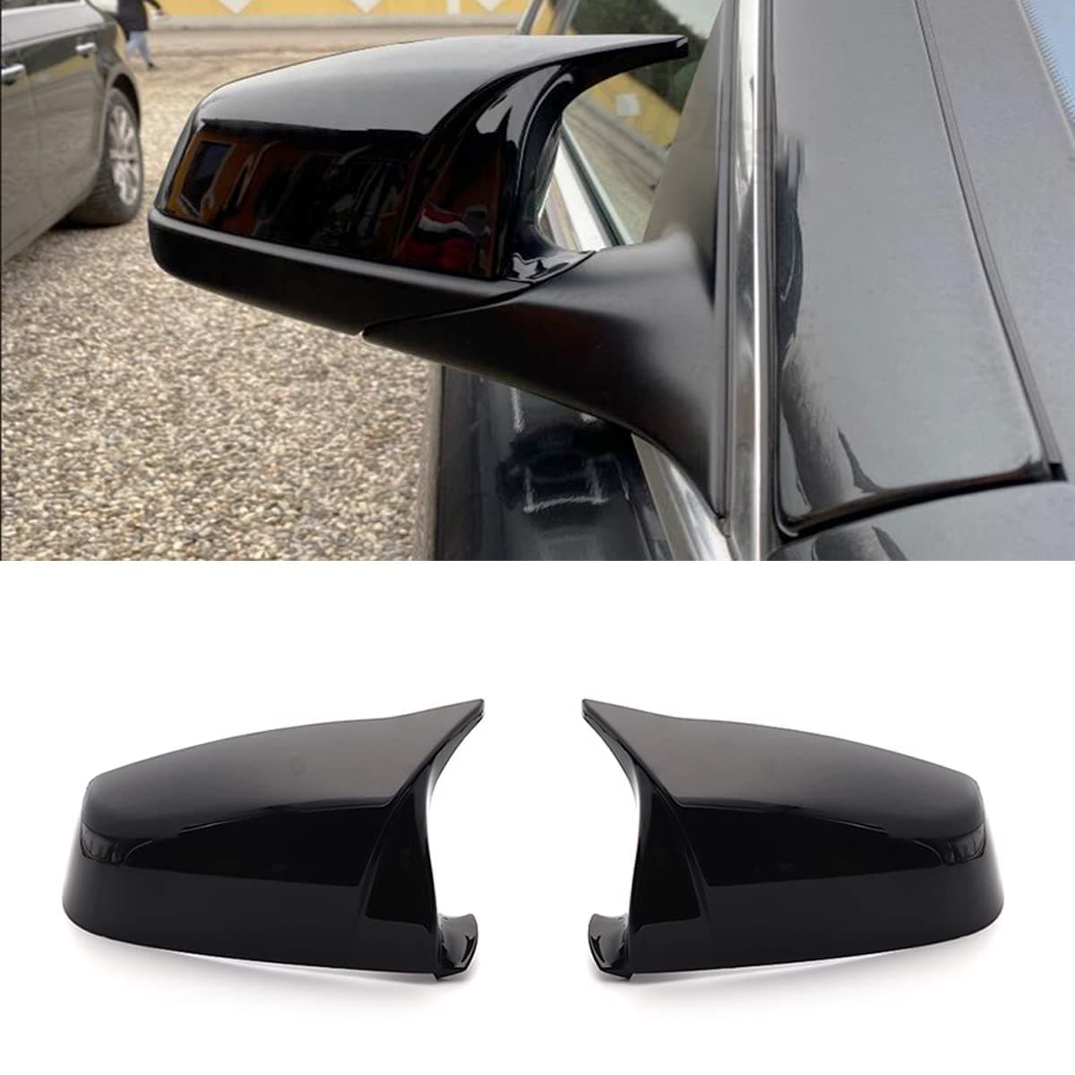 Fouedy Horn caps M style Black side wing mirror Cap Cover for BMW 5 6 7 serie F01 F02 F03 F04 F06 F07 F11 F12 F13 Bright Black