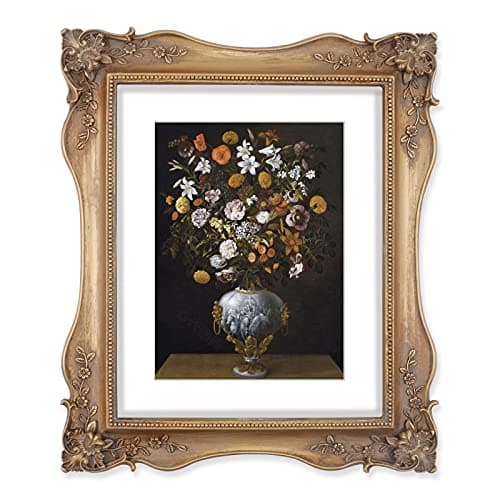 8x10 Picture Frame Matted to 5x7 Image, Vintage Bronze Picture Frames 8 by 10, Baroque Photo Frame with Corner Ornaments for Wall and Tabletop Décor